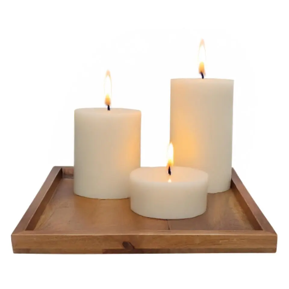 DK Design Kaarsenbord/dienblad Mumbai - mangohout - 25 x 25 cm