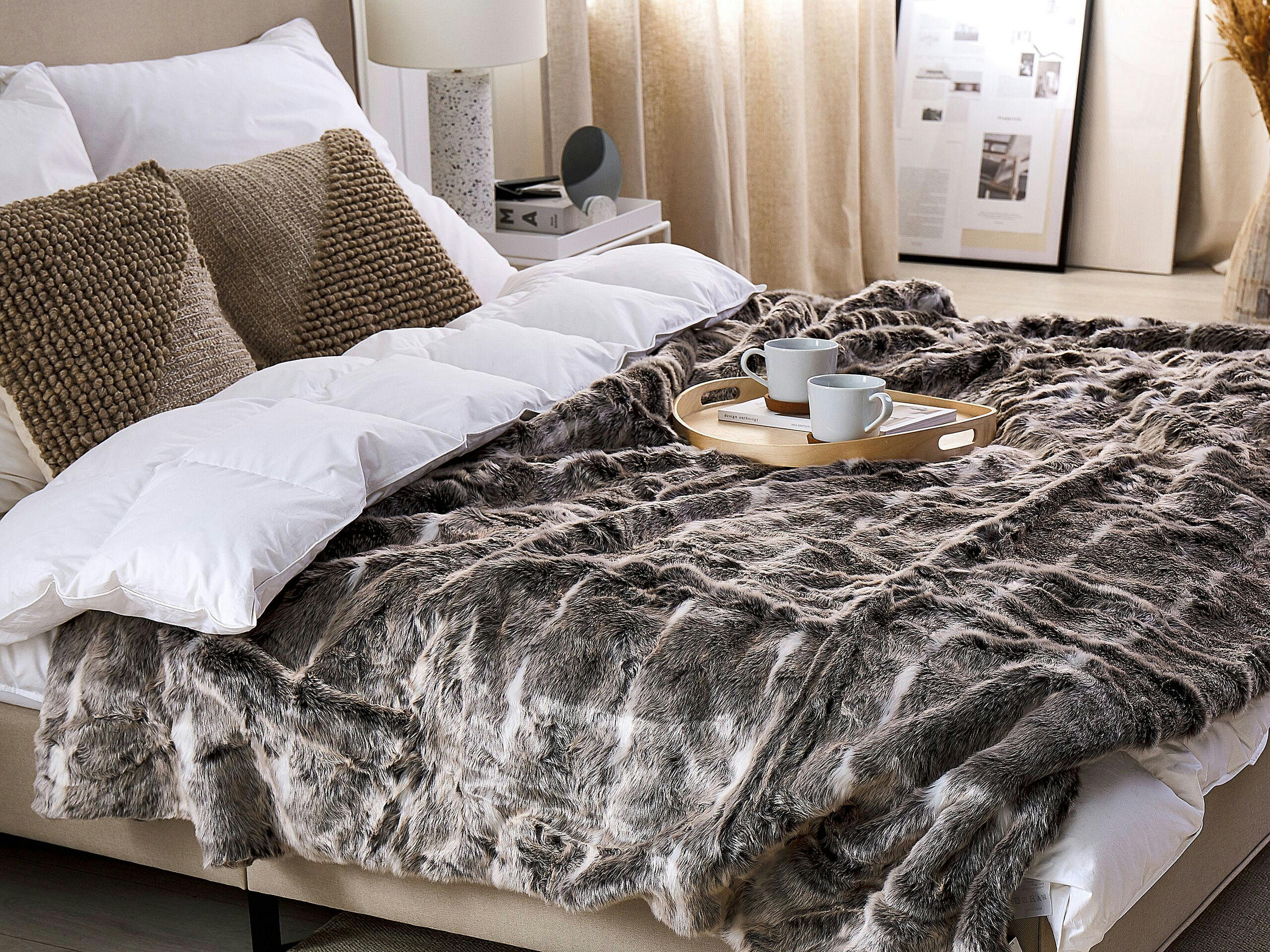 TADDART - Couverture en acrylique marron 220x180cm