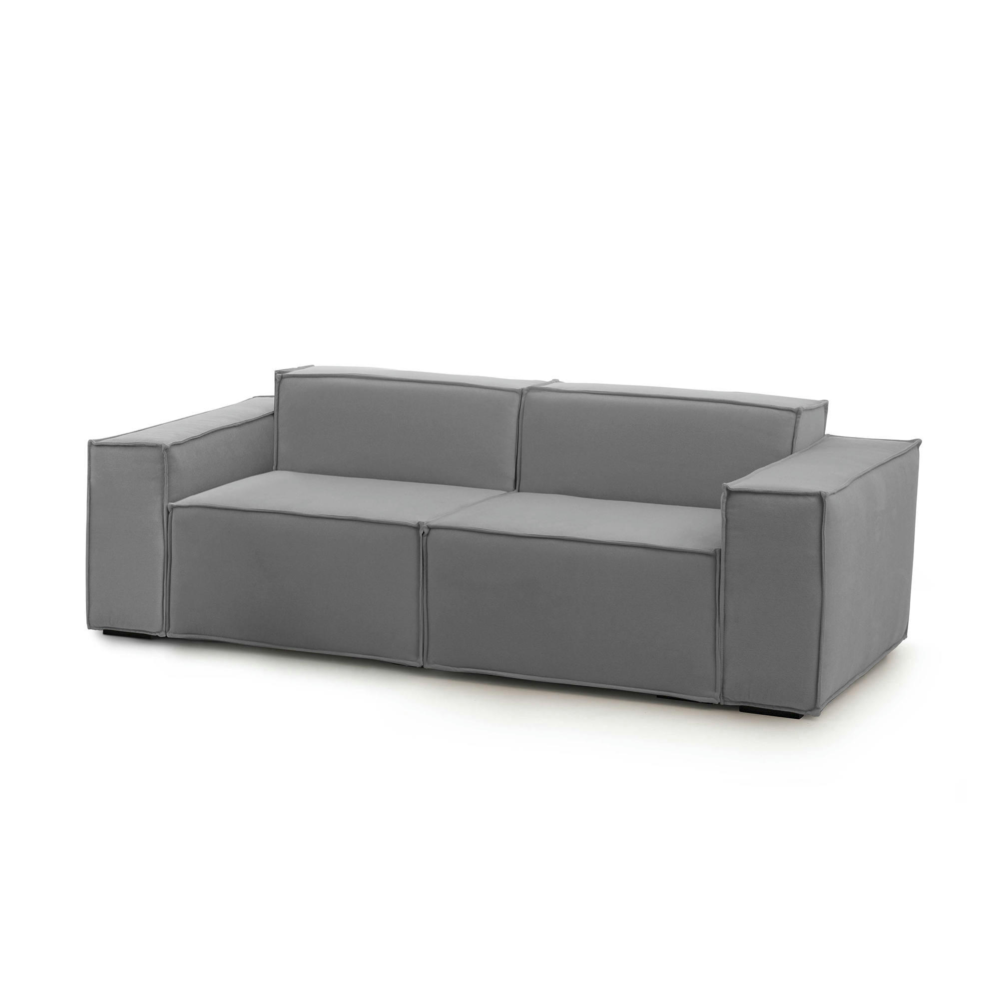 DLONGH - Canapé fixe 2 places en tissu gris