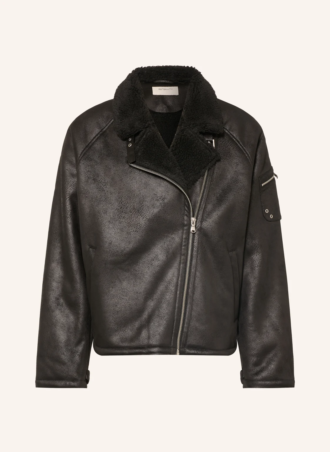 RETERNITY Bikerjacke AERO in Lederoptik mit Kunstfell