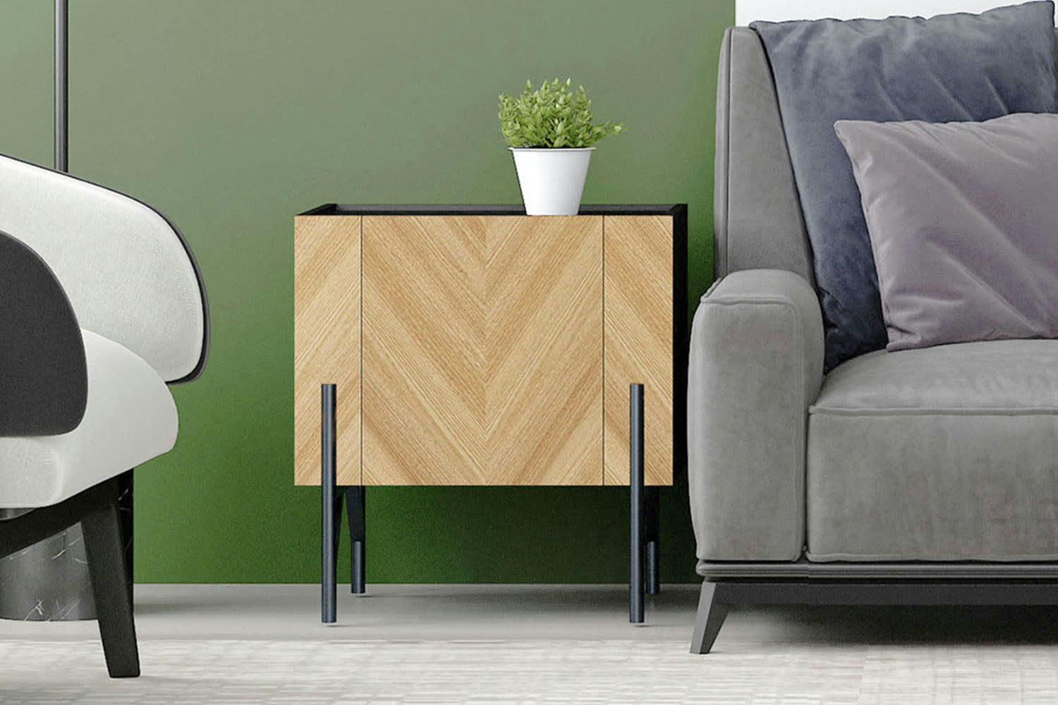 SEQUOIA - Meuble d'appoint vintage bois clair avec placard