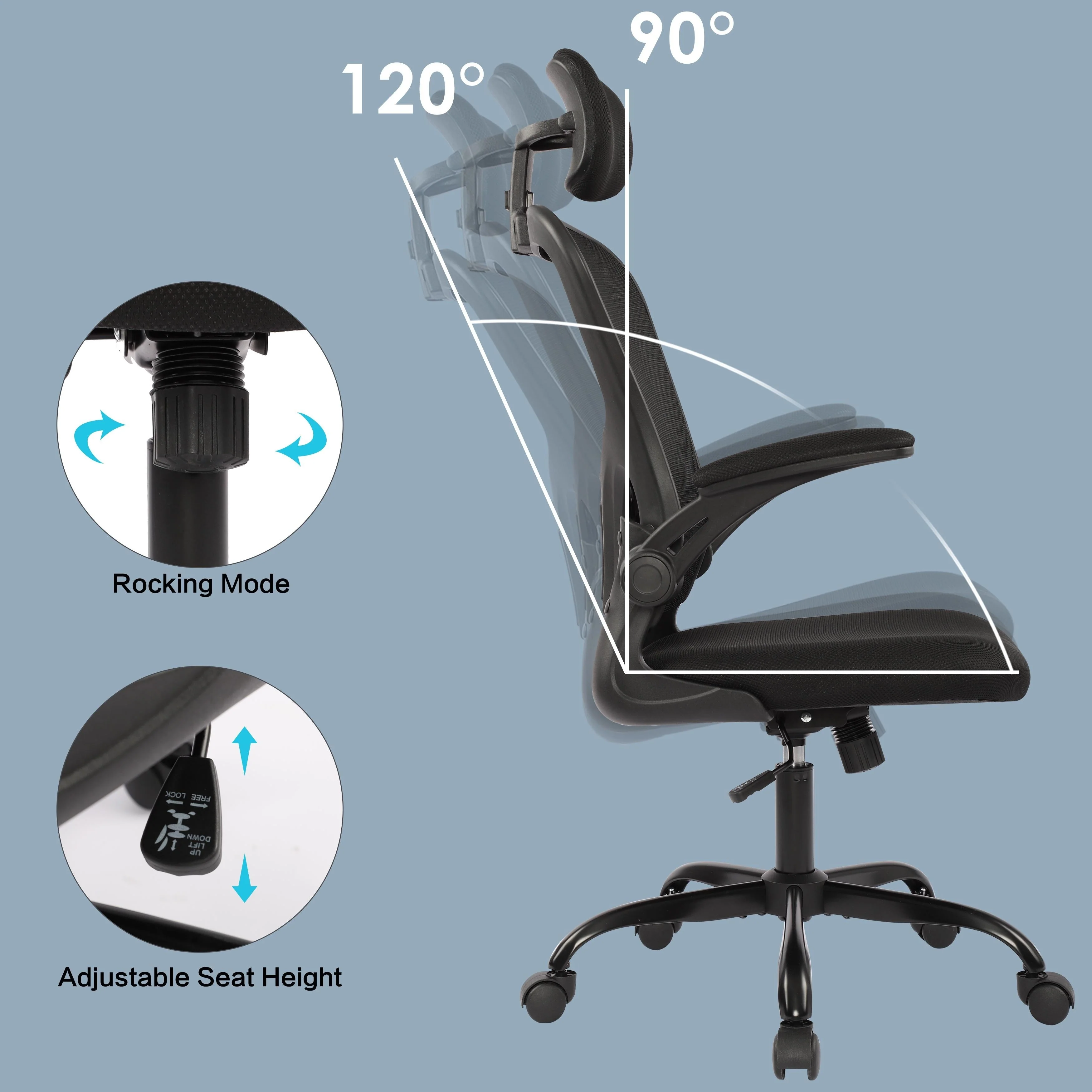 Home Office Chair Mesh Computer Desk Chair High Back Ergonomic Executive Task Chair