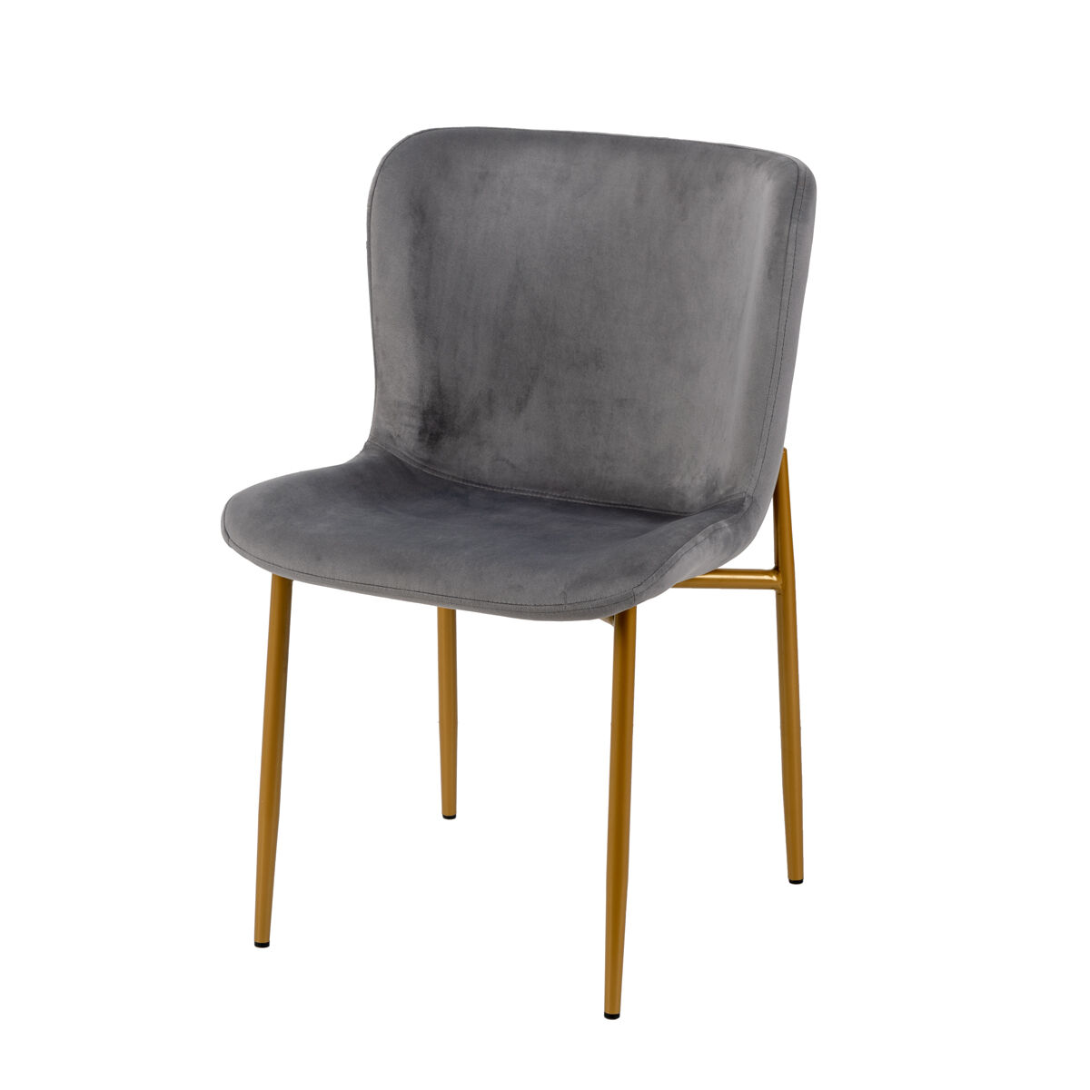 Cadeira GIO cinza em veludo com pernas de metal