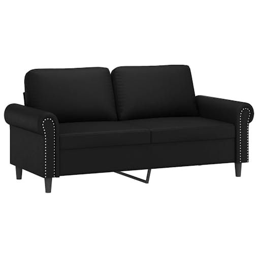 NNEVL 2 Piece Sofa Set with Pillows Black Faux Leather