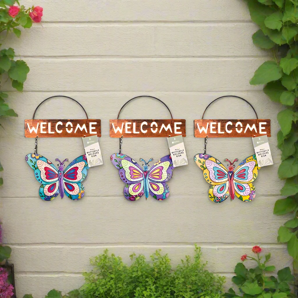 Rowan Metal Butterfly Welcome Sign