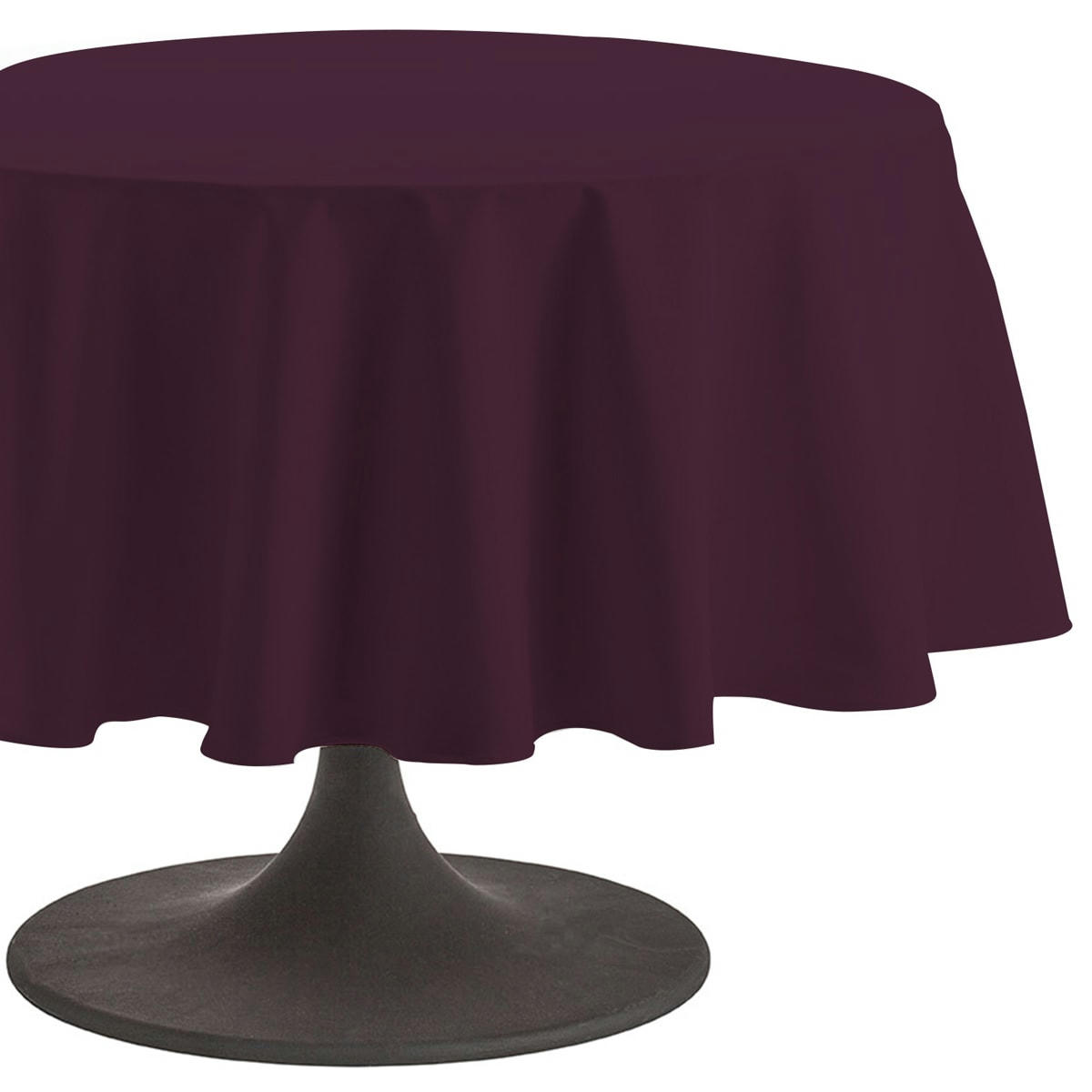 CAMBRAI - Nappe en coton traitee teflon aubergine 180x180