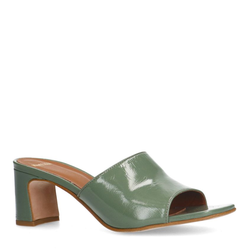 Manfield Groene lakleren sandalen met hak