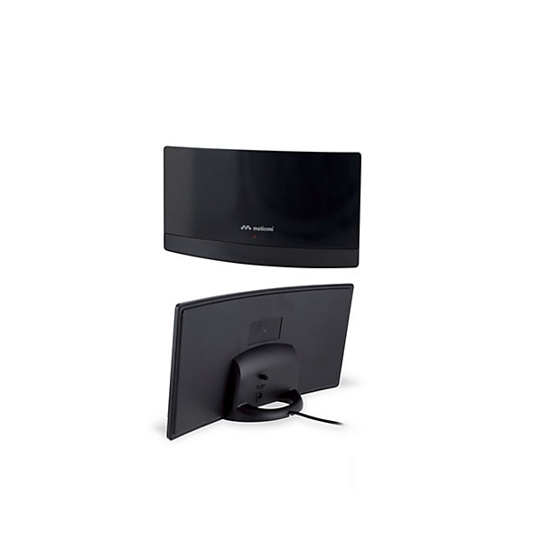 Meliconi - Antenne TV amplifiée d'intérieur AT55 BLACK R1 USB - Portée 30kms - Signaux numériques DVBT/DVBT2 - Filtres 4G 5G