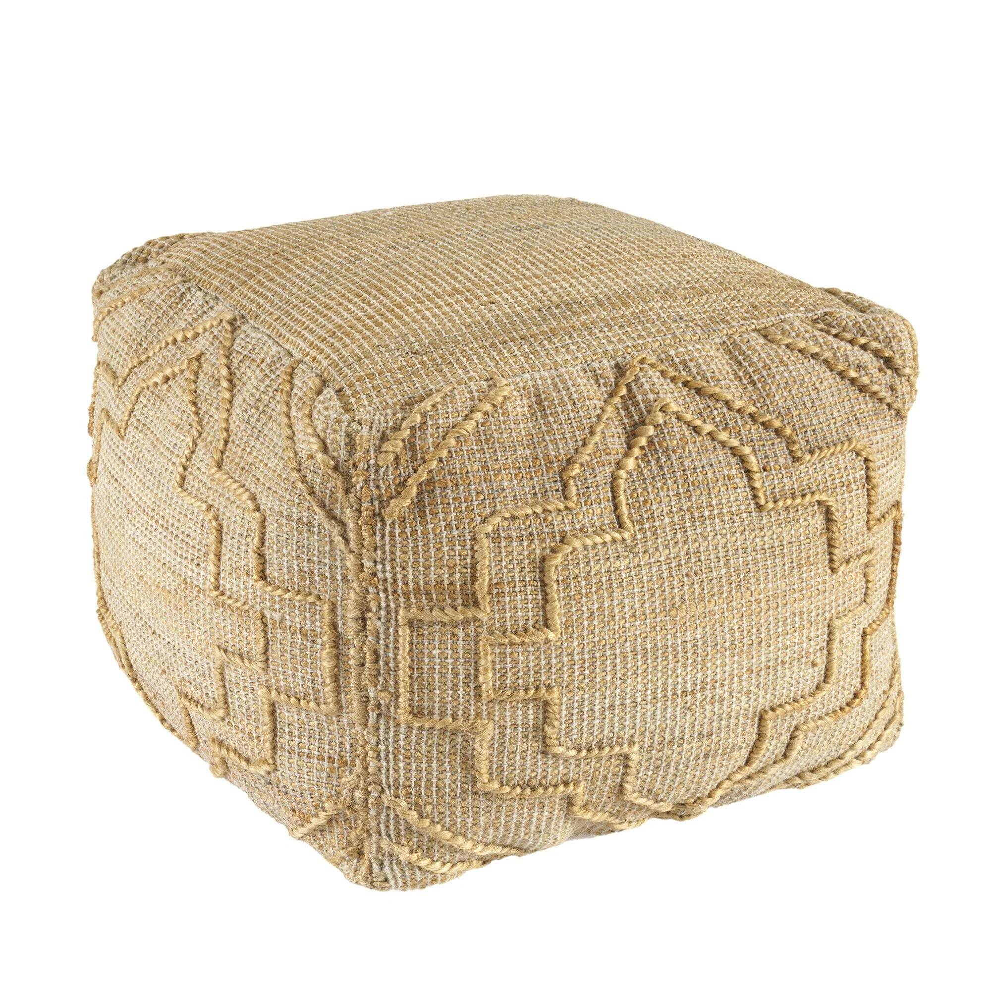 Sevita Natural Trellis Solid Hand-Woven Pouf