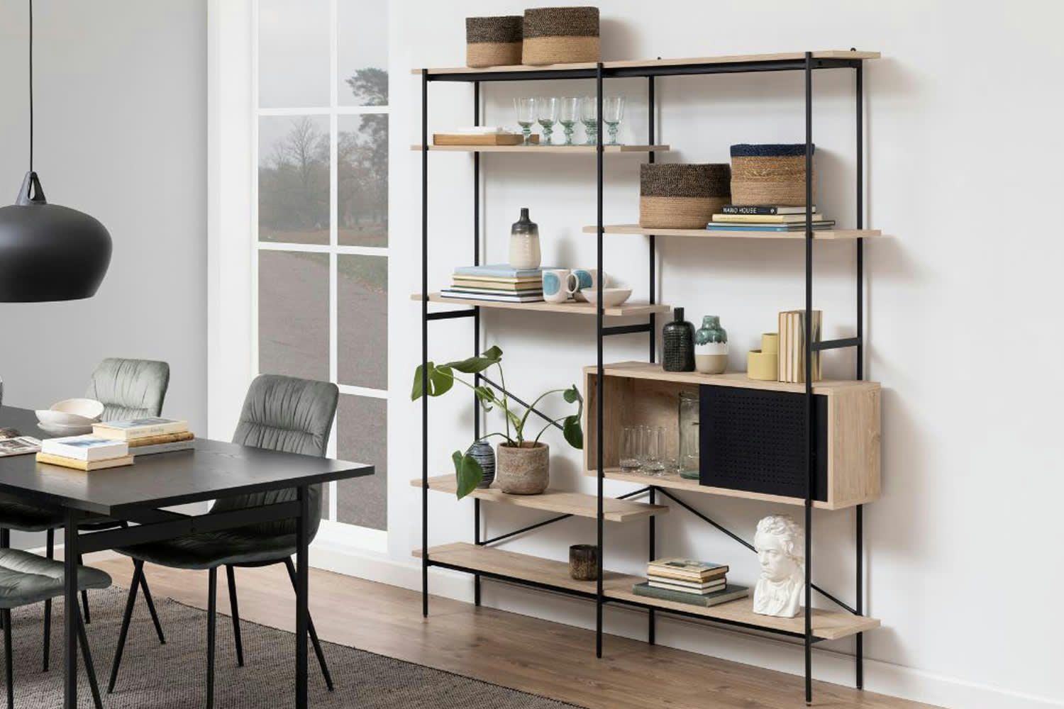 SKY - Bibliothèque style industriel métal et bois