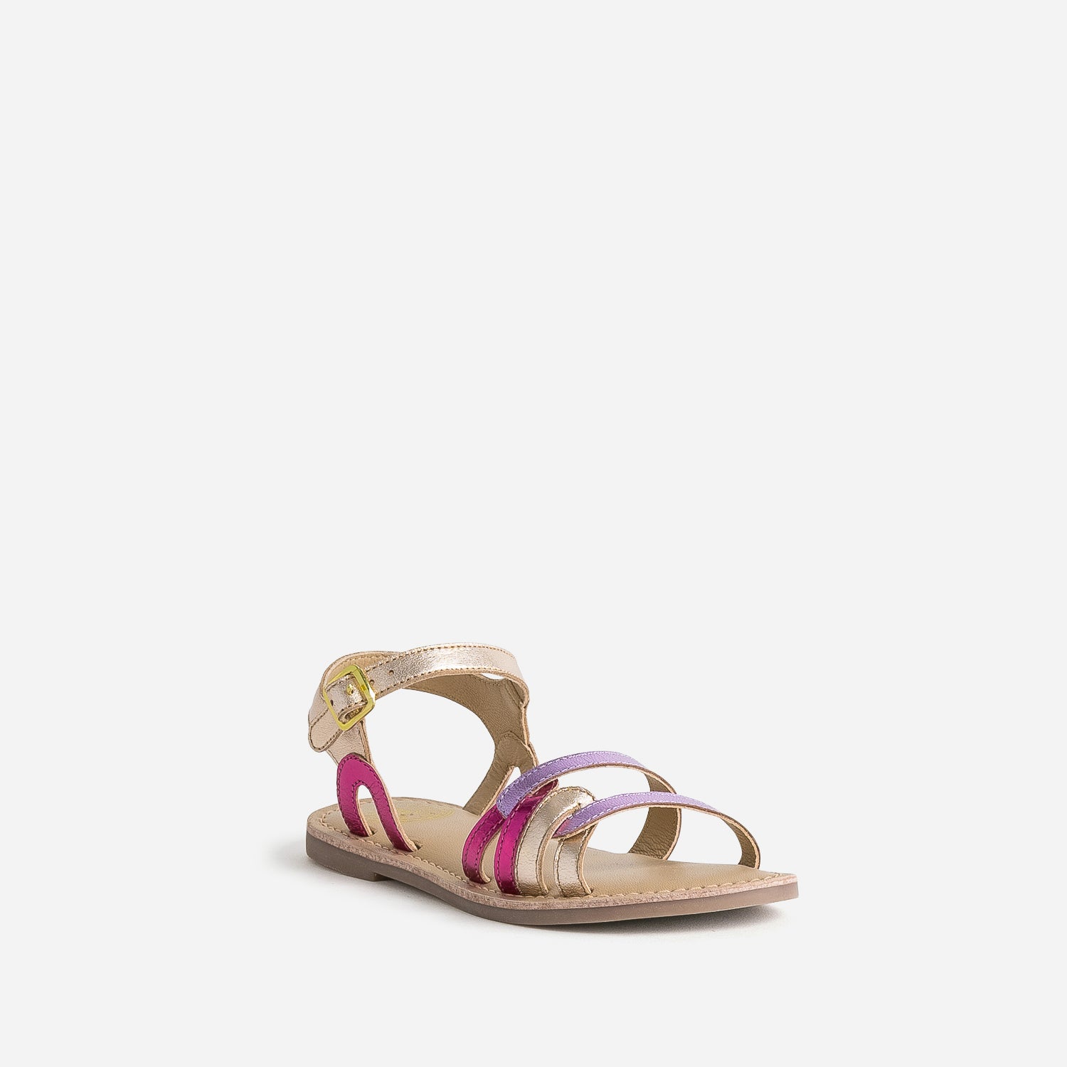 Sandale BUGGY en cuir rose métallisé