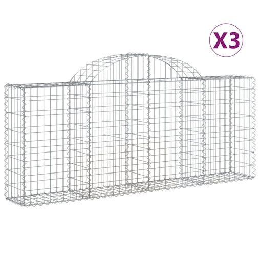 NNEVL Arched Gabion Baskets 3 pcs 200x30x80/100 cm Galvanised Iron