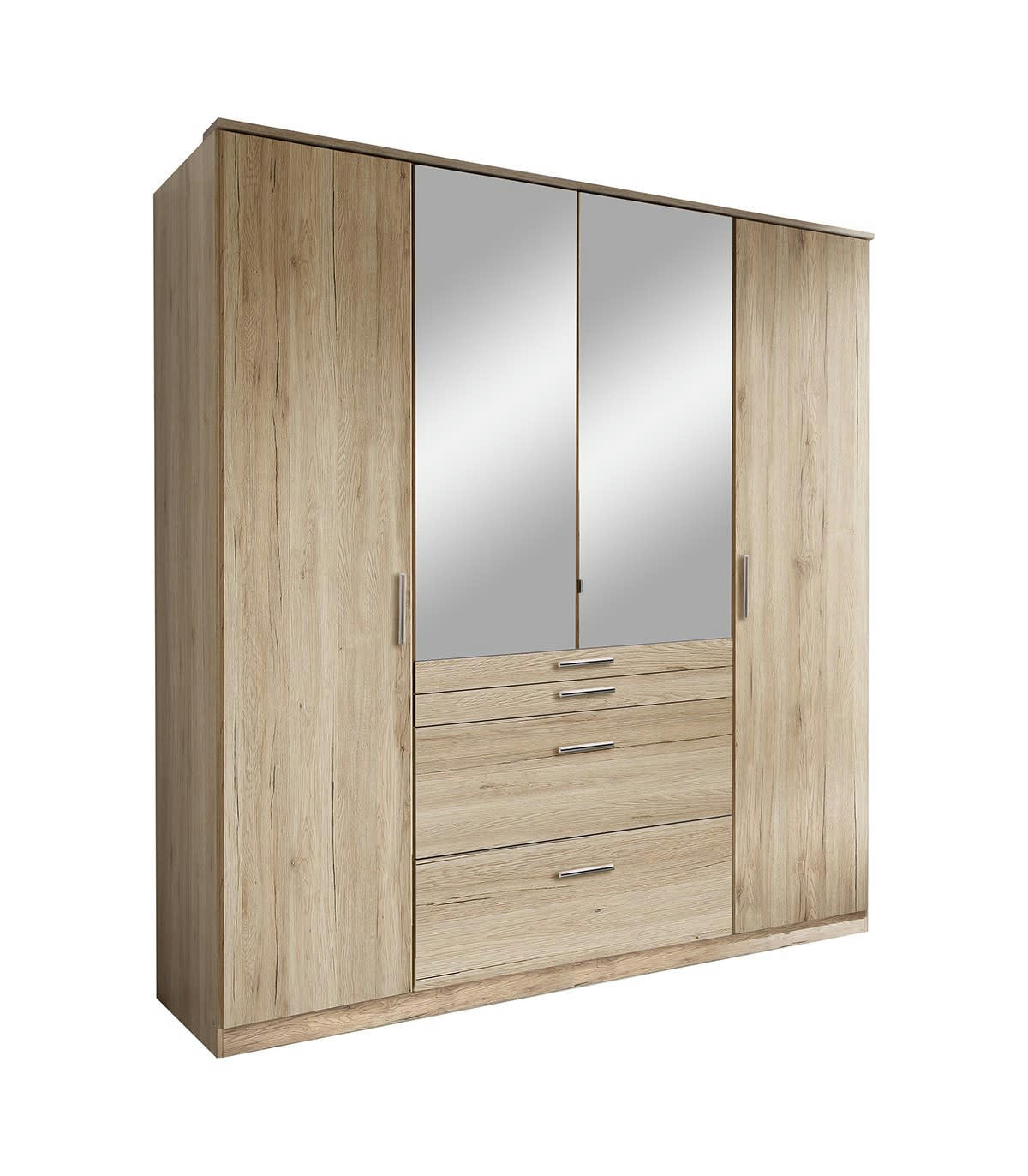 - Armoire 4 portes dont 1 miroir, 4 tiroirs - L180 cm
