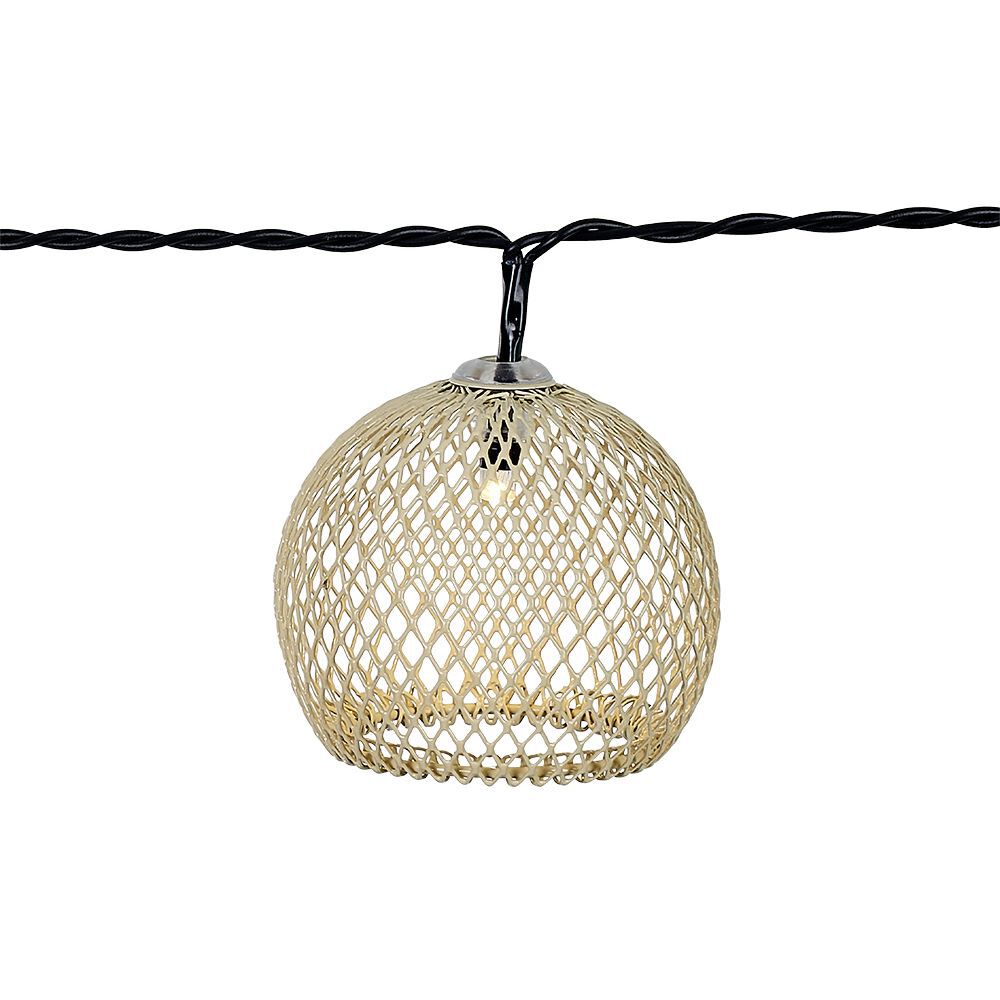 Guirlande solaire 10 boules métal ajouré rouge et beige L6,7M