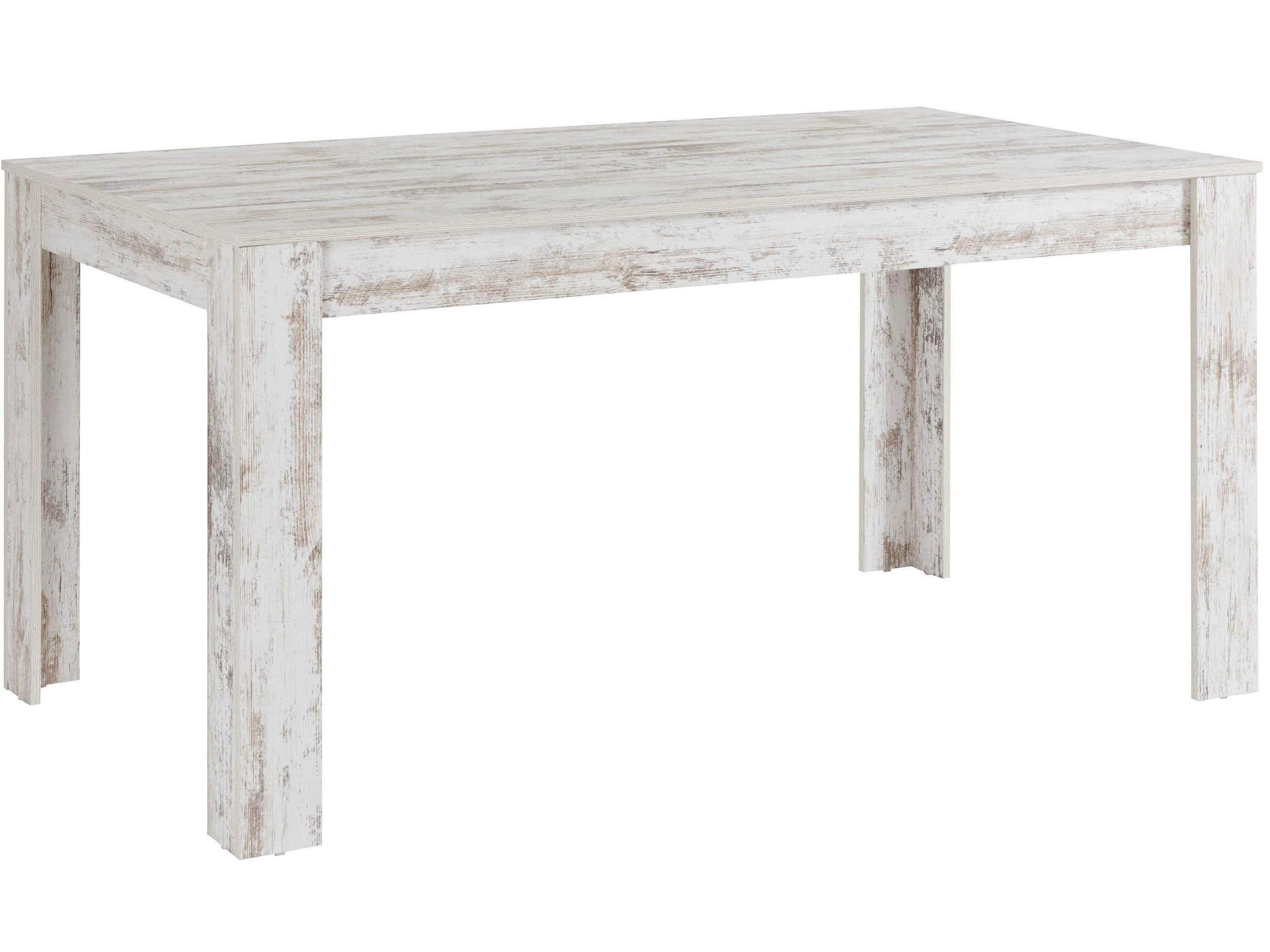 LYNN - Table à manger 160x90 cm 8 personnes en MDF blanc antique