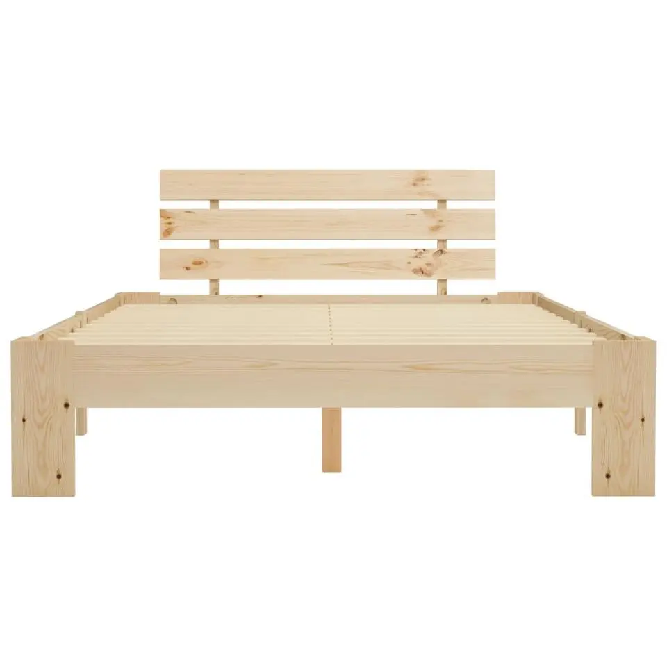 vidaXL - Bed frame met hoofdbord - Wit - Massief grenenhout - 140x200 cm