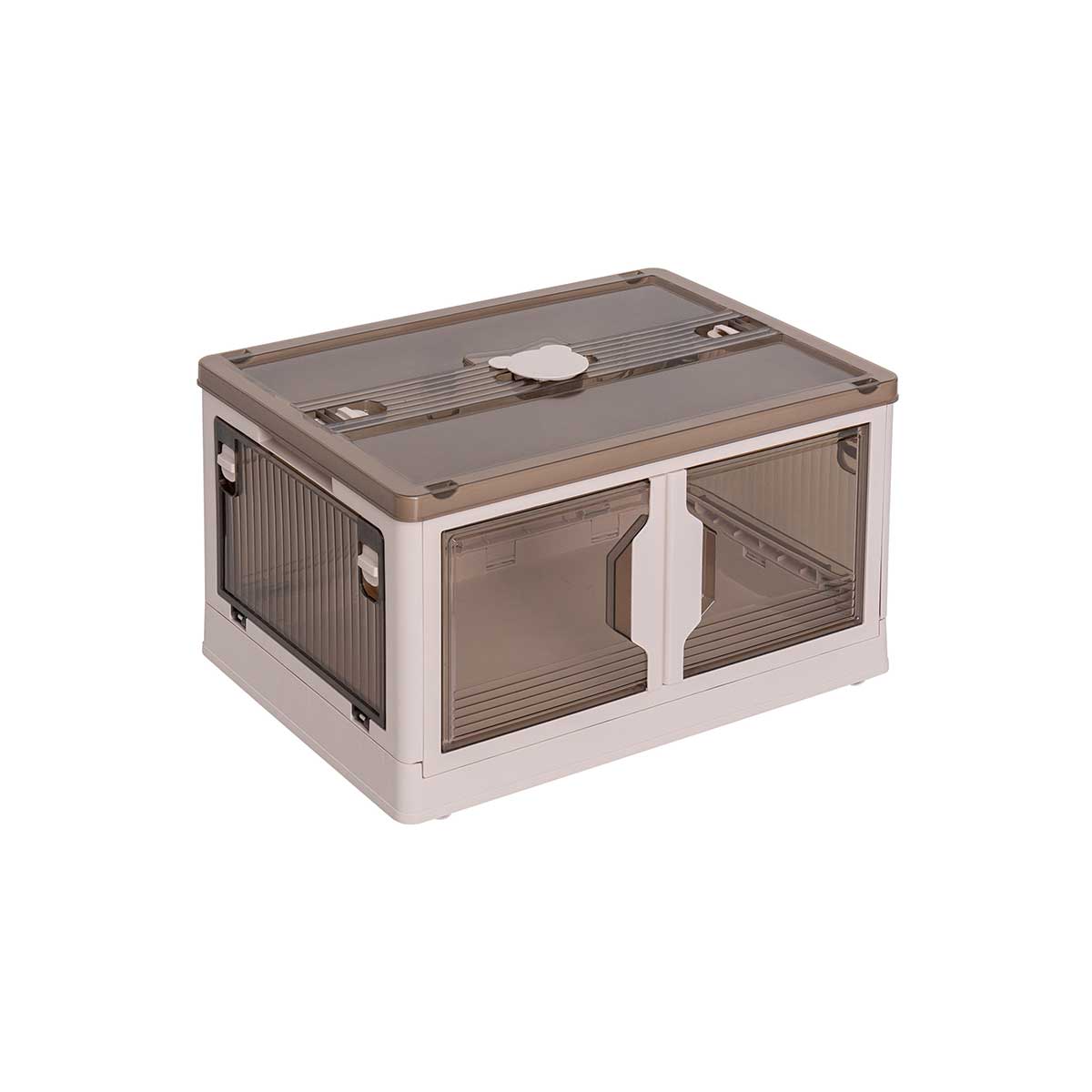 Caixa de arrumação dobrável transparente com tampa 27,5x47,5cm