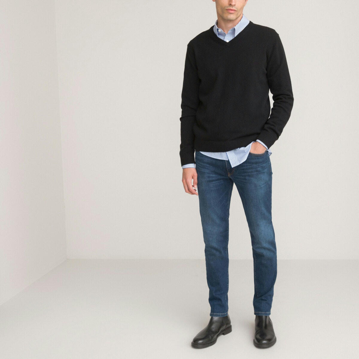 Pull col V en cachemire, made in Europe