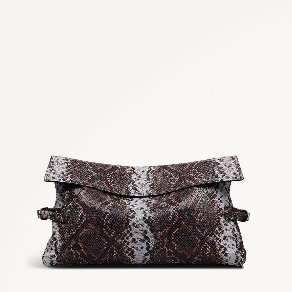 Fleet Street - Faux Snake Large Flapover Clutch Bag - RHE24303