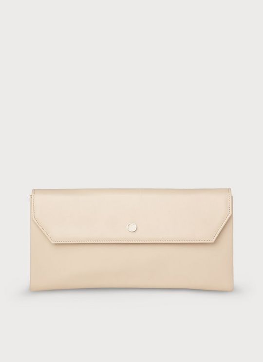 Dora Beige Leather Clutch Bag