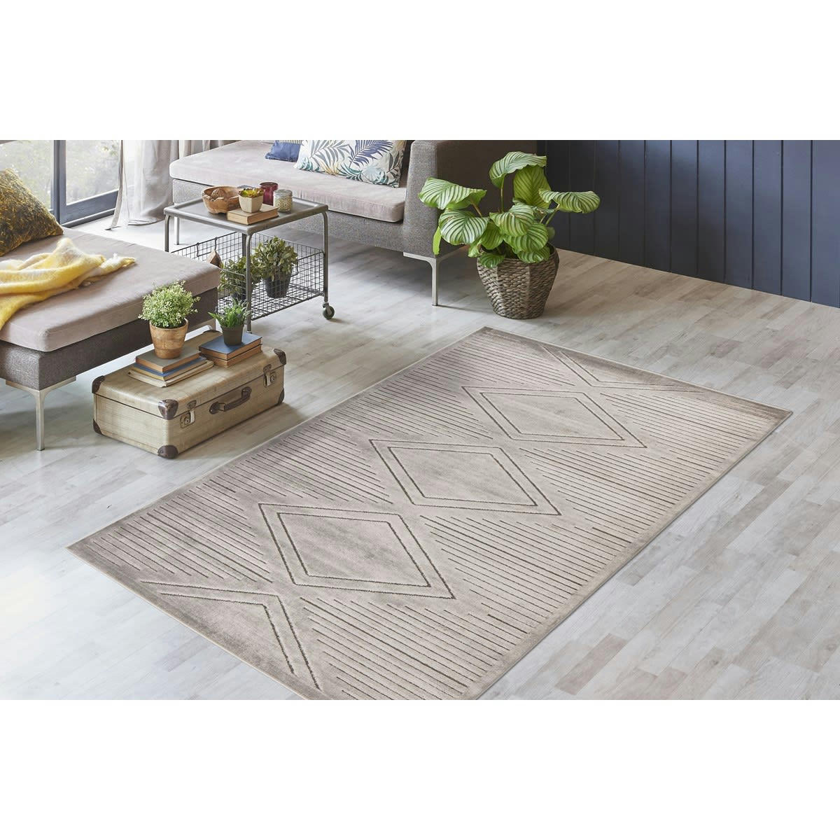 MATILDA - Tapis de salon en polypropylène gris 80x160 cm