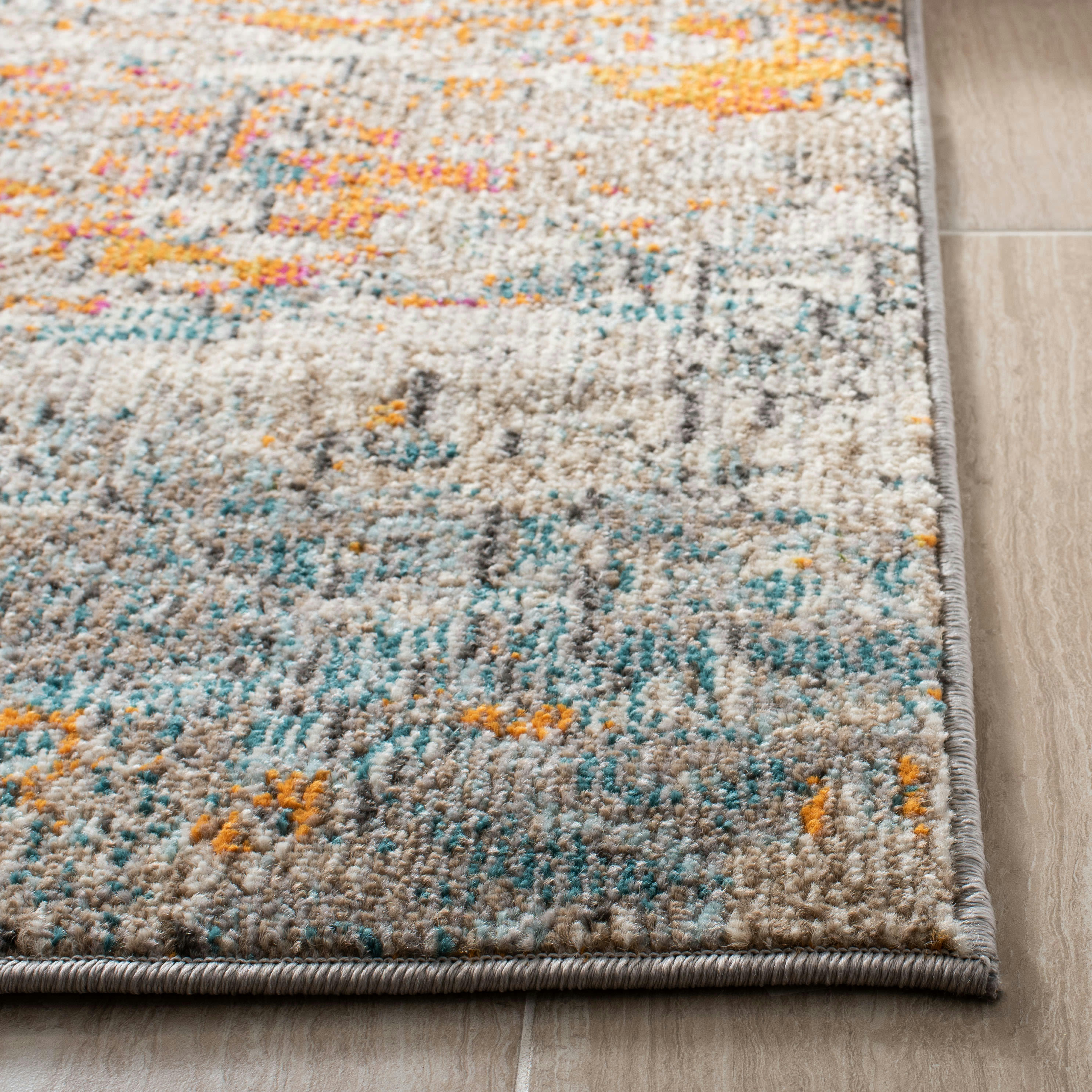 MADISON - Tapis de salon interieur en gris & orange, 61 x 244 cm