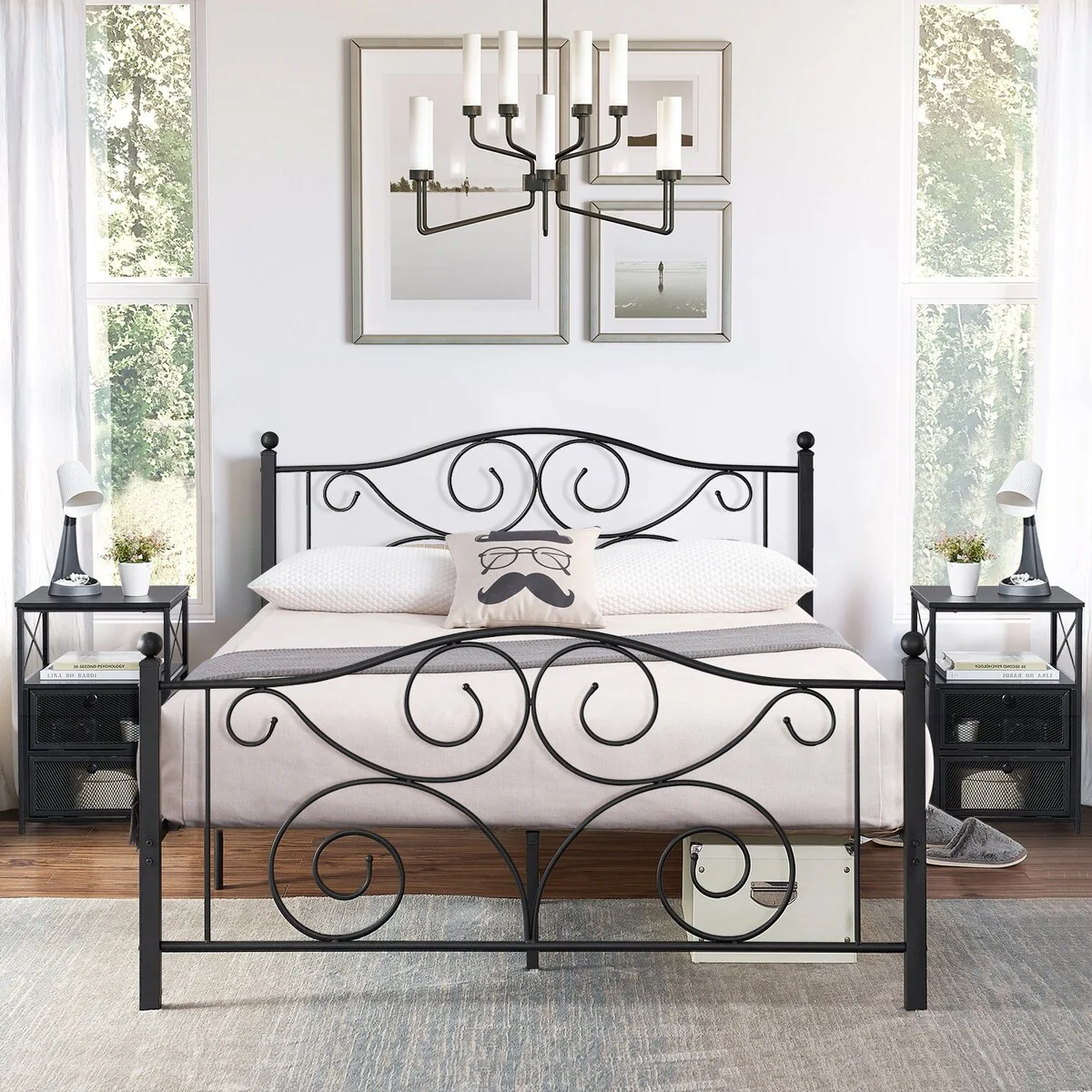 Taomika 3-Pieces Modern Bed Frame and Modern Nightstand Set