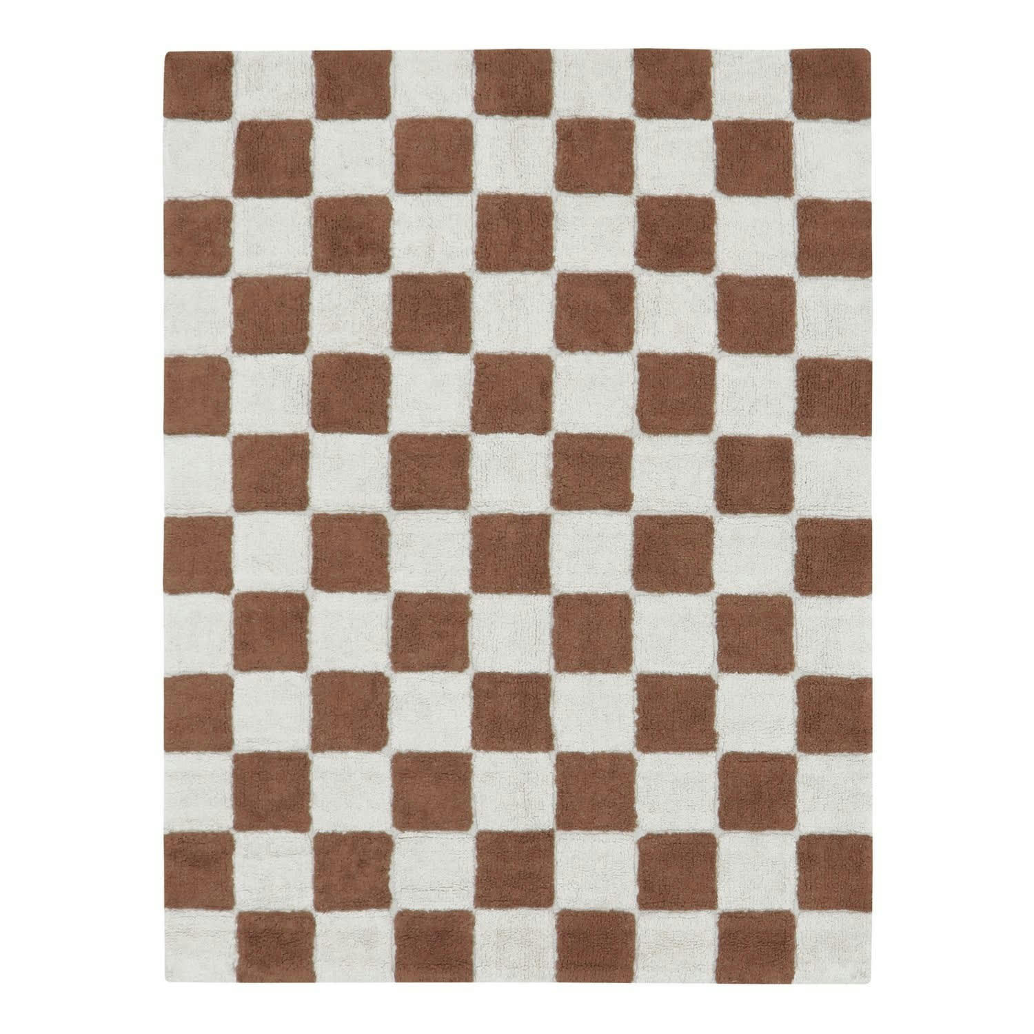 - Tapis damier café et beige 120 x 160 cm