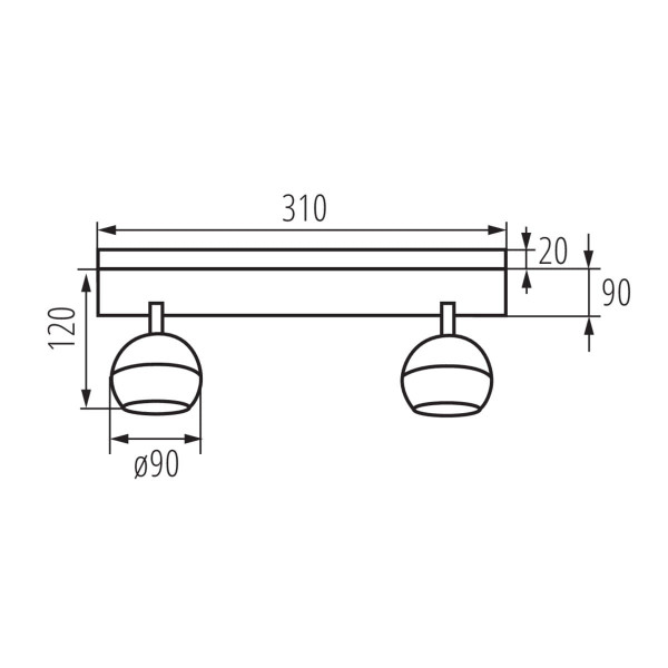 Lampa sufitowa czarna GALOBA 2xGU10x35W wym: 14x9x31 cm Kanlux