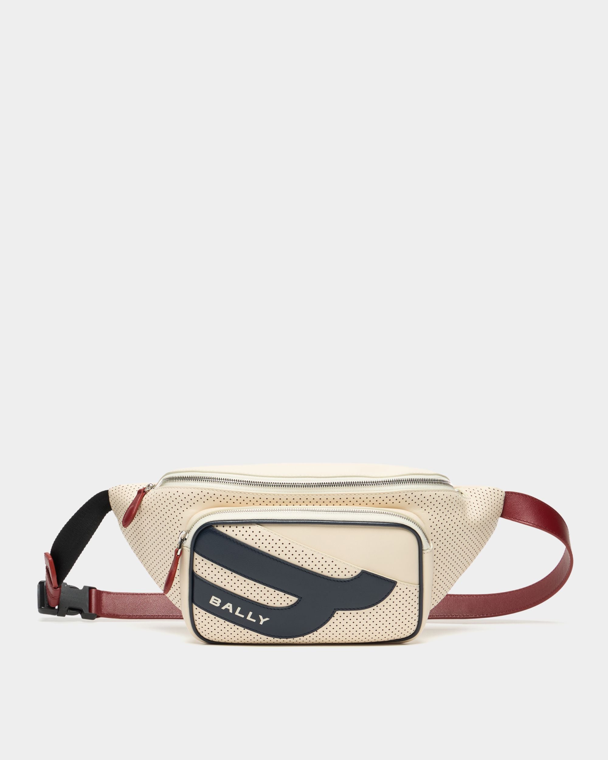 Gürteltasche der Tennis Collection aus perforiertem Leder in Elfenbein