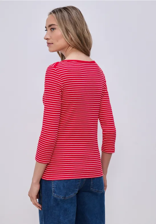 3/4-Arm Shirt mit U-Boot-Ausschnitt