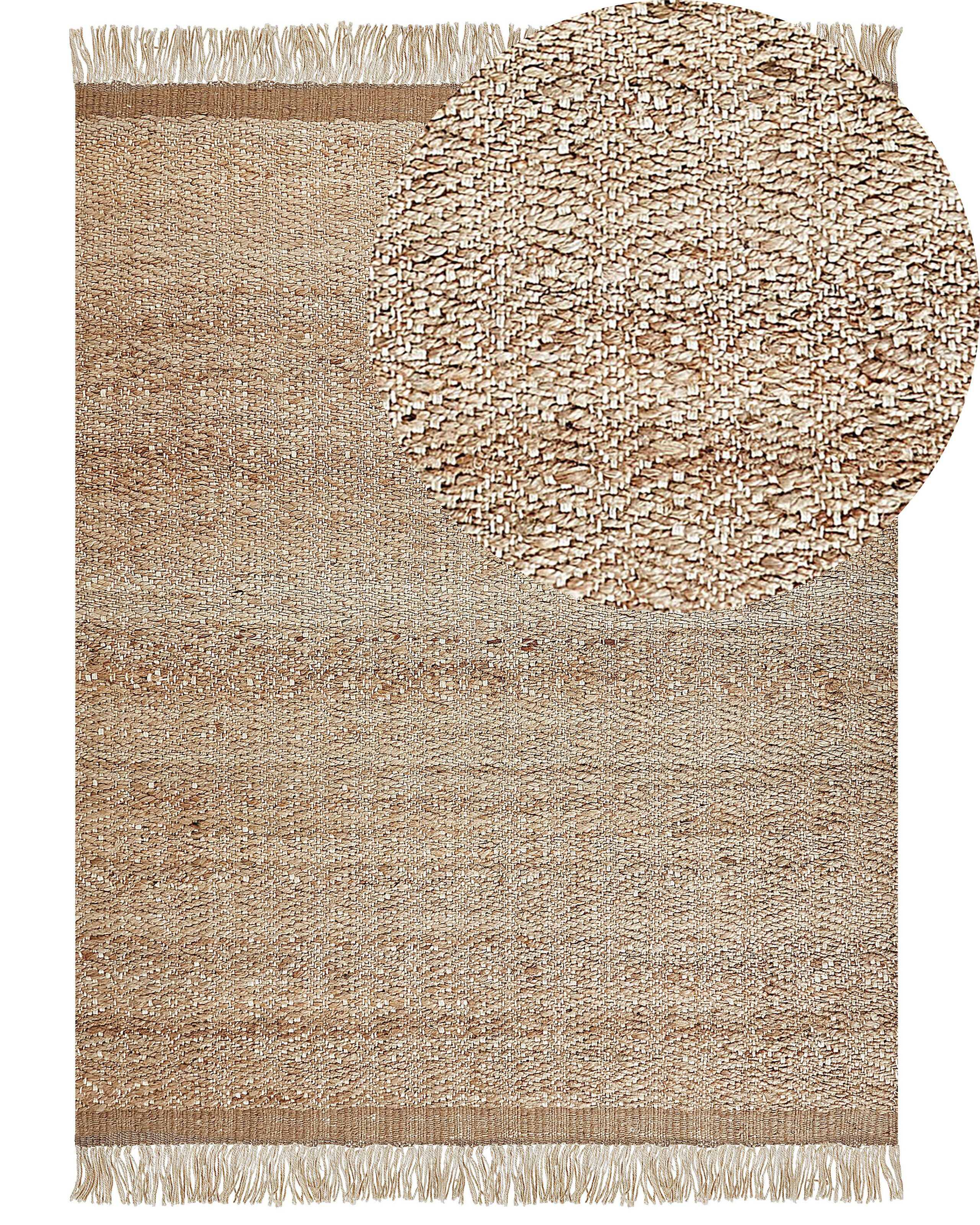 Dywan 160x230 cm z juty ręcznie pleciony beżowy