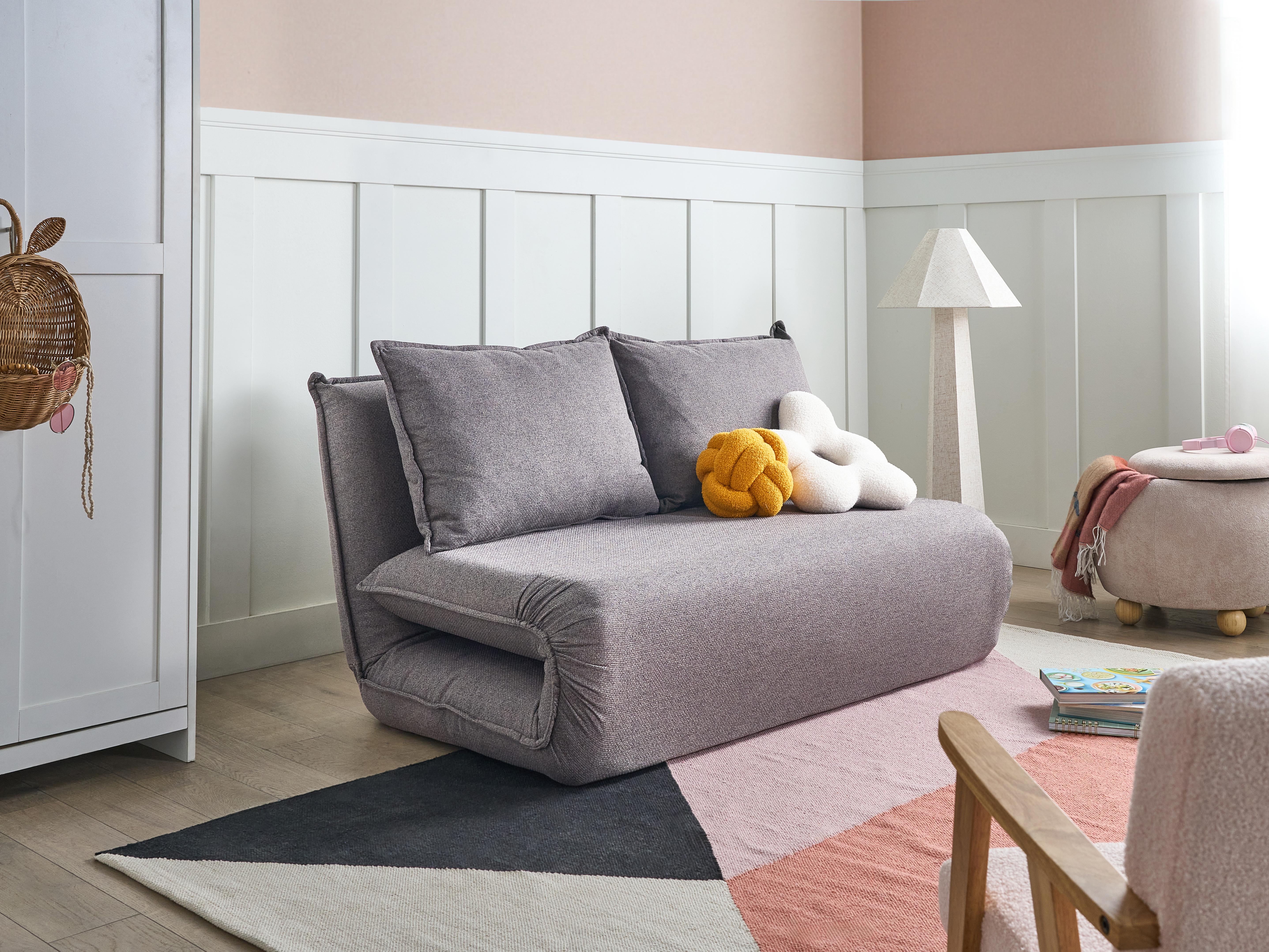 Sofa Bed 2 Seater ROROS Faux Linen Dark Grey
