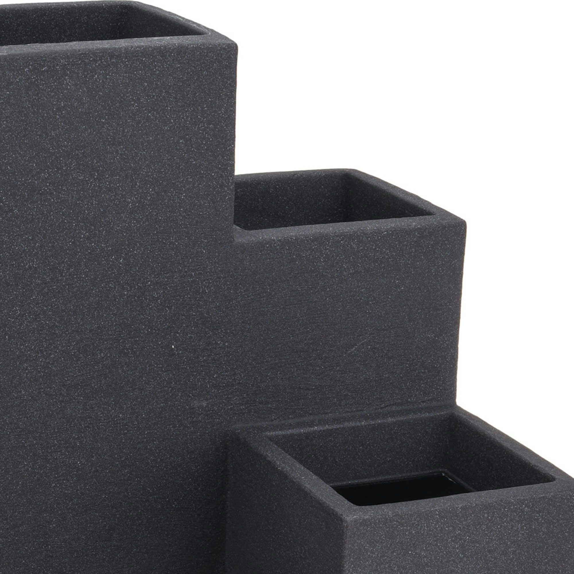 - Cache-pot escalier en polyéthylène noir 40x40x60cm