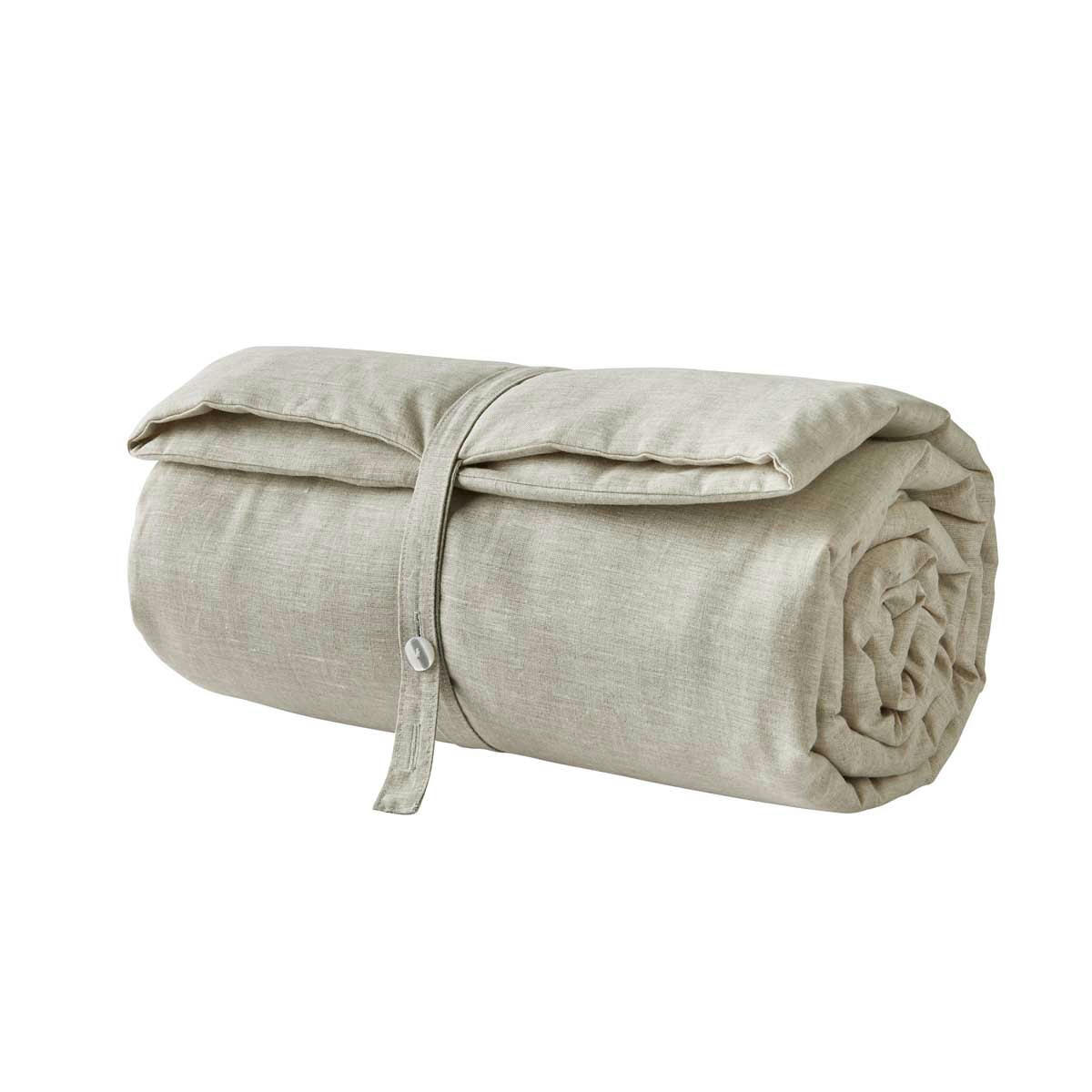 NATUREL - Couvre-lit uni en lin beige 130x200