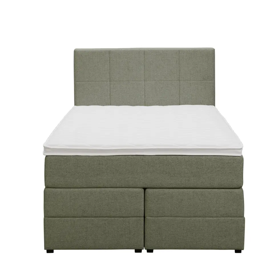 Boxspring met opbergruimte Liv geblokt - groen - 120x200 cm