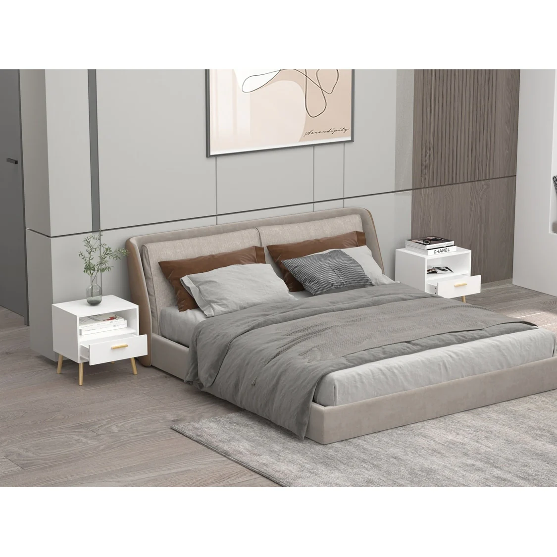 Timechee 20'' Tall 1 - Drawer Metal Legs Nightstand(One Piece)