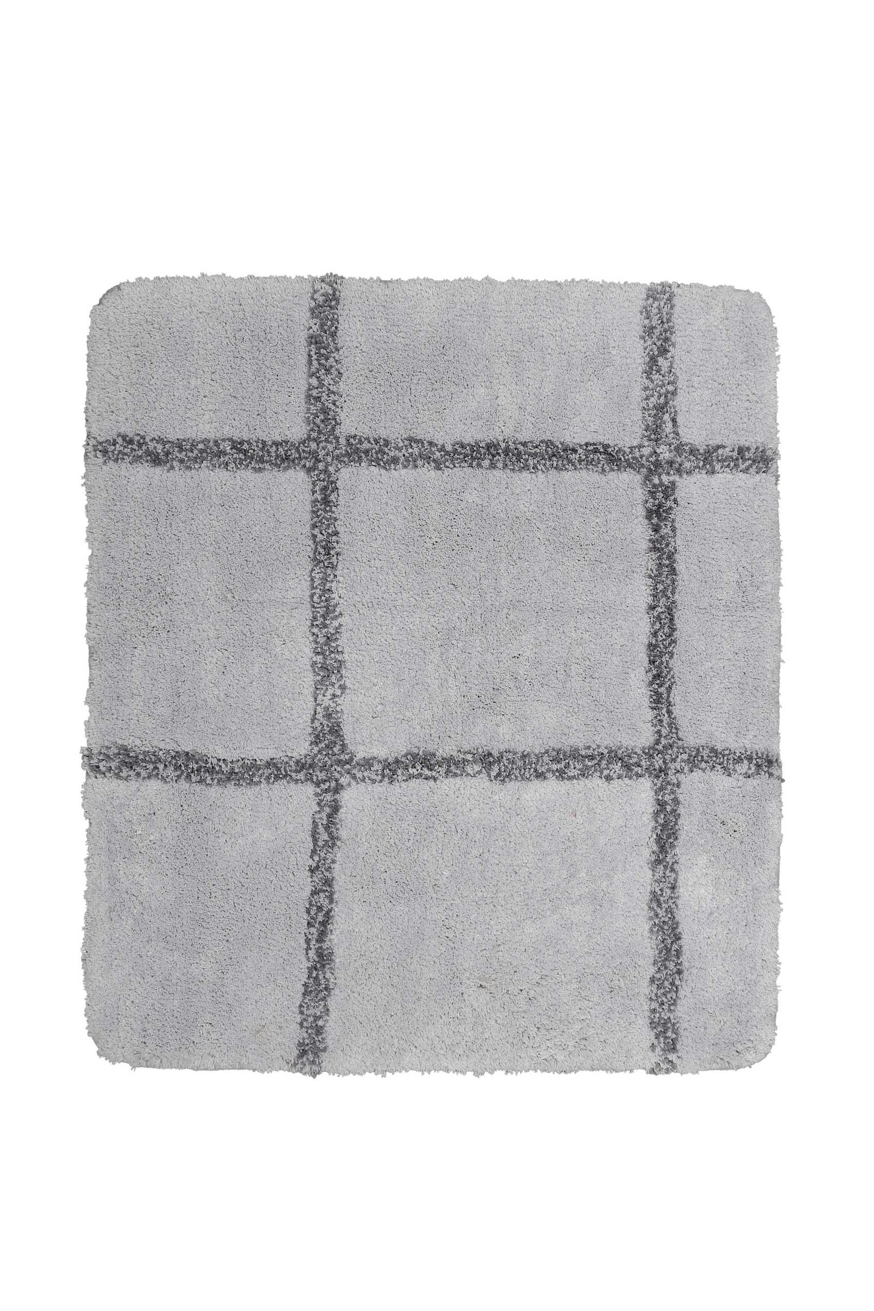 CASA BIANCO - Tapis de bain microfibre très doux gris motif 55x65
