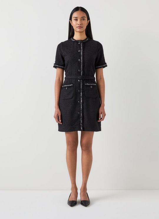 Charlie Black & Cream Tweed Dress With Trim