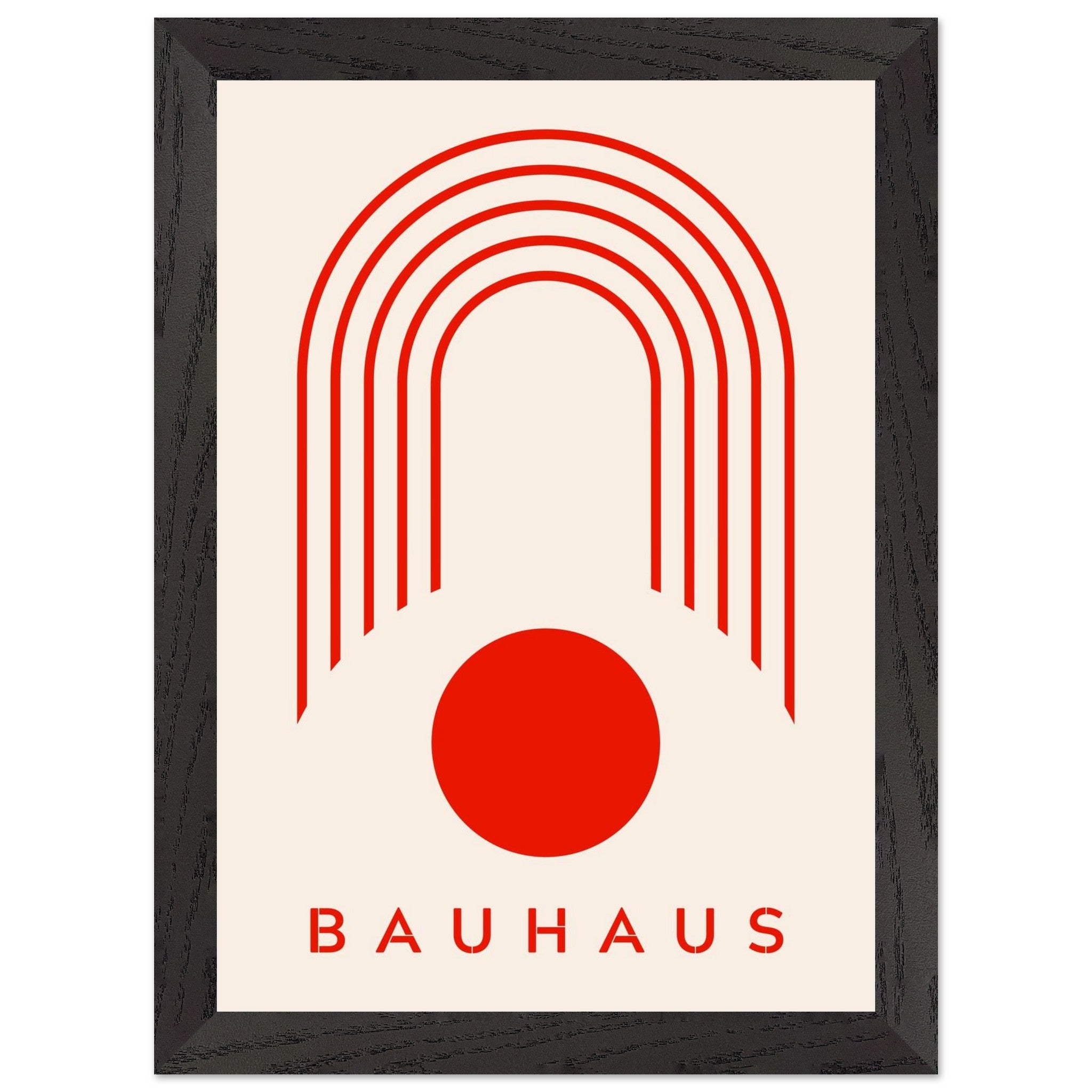 Artfulprints Poster met Lijst Bauhaus - Red arches  - A4 21x29.7 cm - Rood