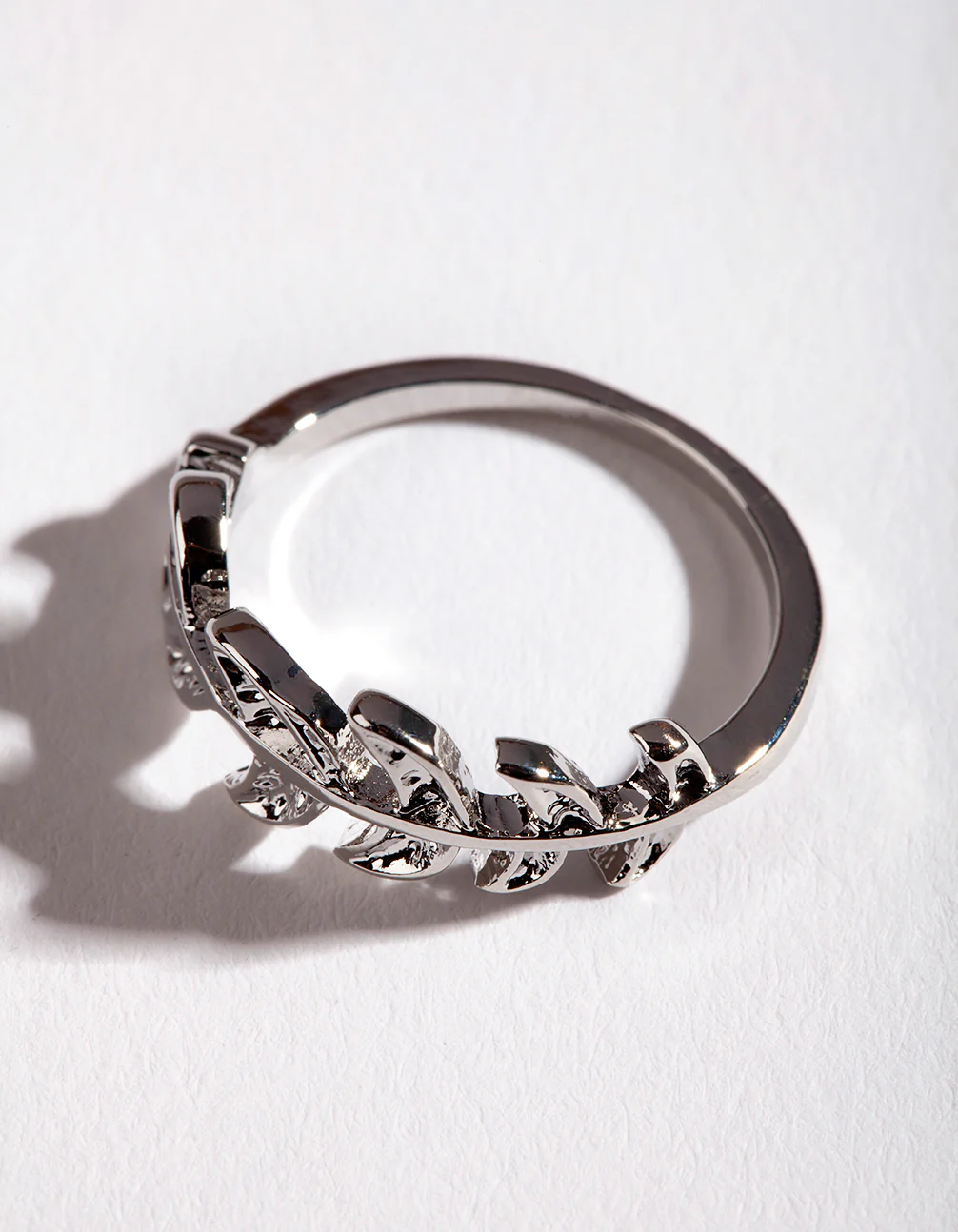 Silver Leaf Band Ring