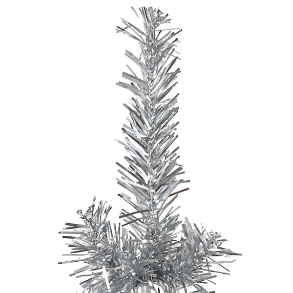 Demi sapin de Noël artificiel mince avec support Argenté 210 cm vidaXL