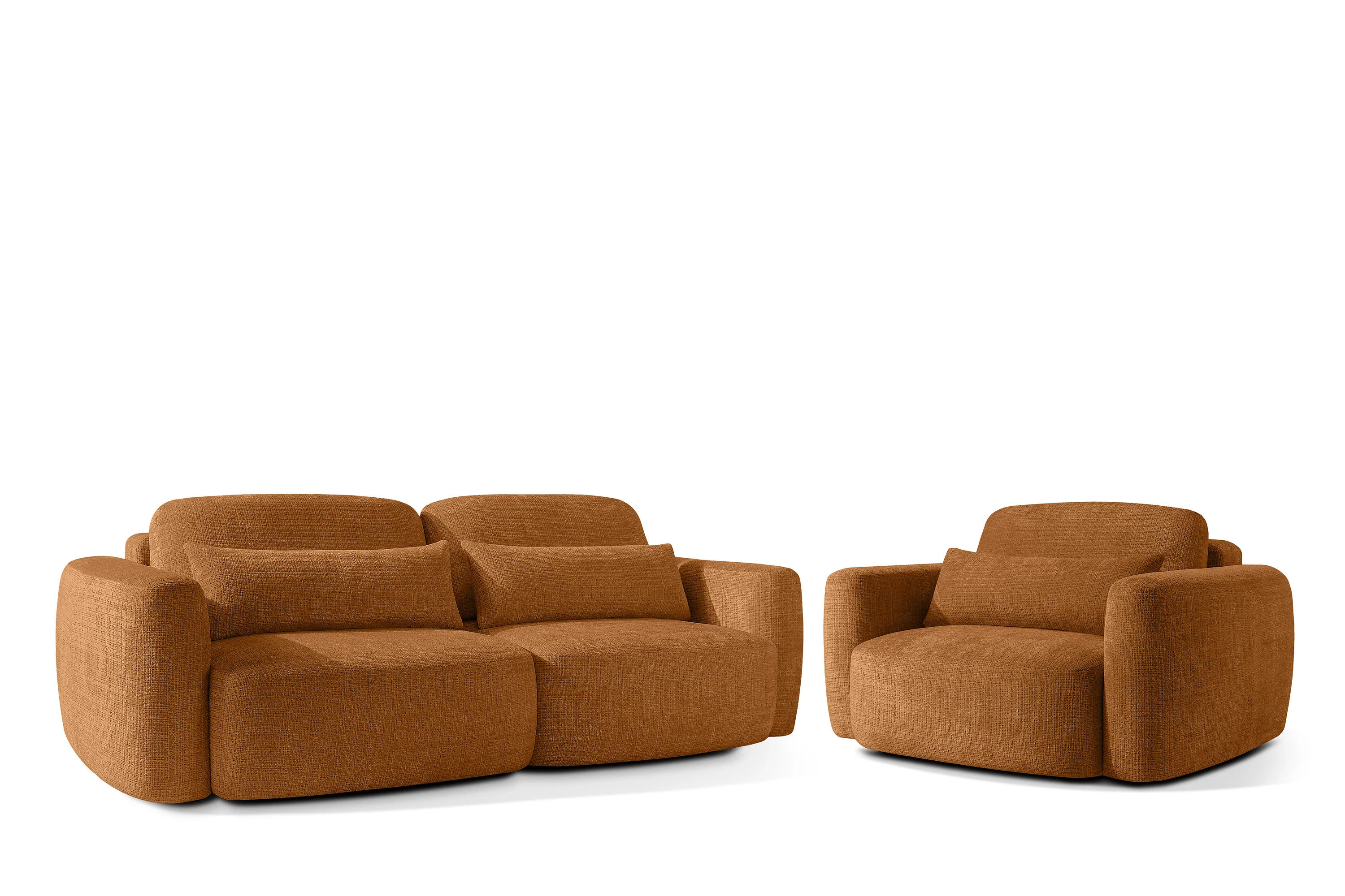 KONSIMO ELOSA Zestaw mebli do salonu sofa 3 os. rozkładana i fotel szenil