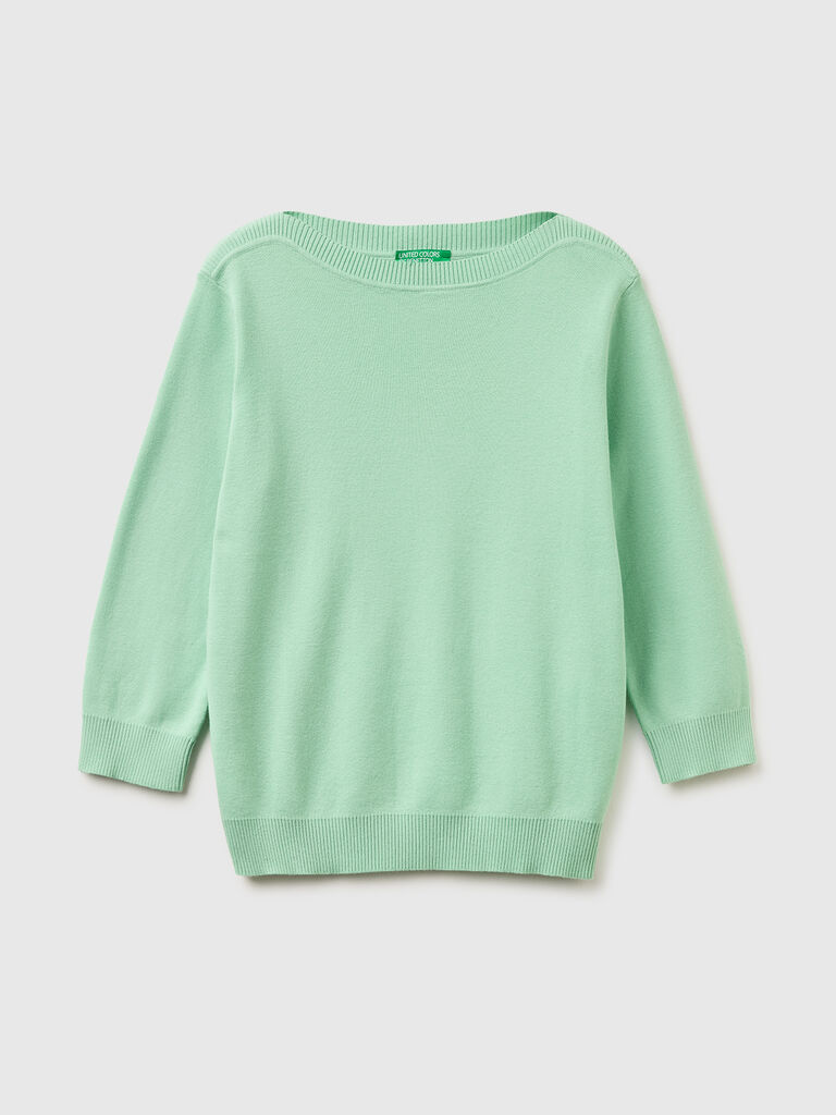 Sage green sweater with boat neck