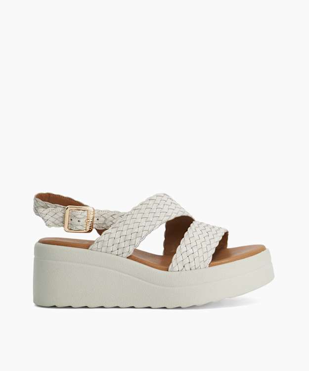 Kerbie Ecru - Woven Wedge Sandals