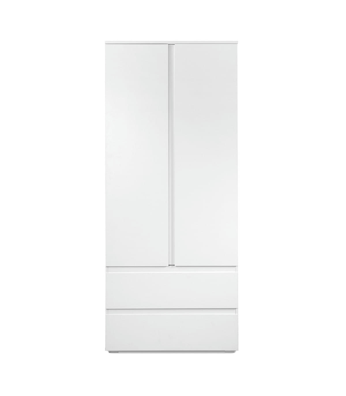 - Armoire 2 portes 2 tiroirs blanc- L80 x H191 x P55 cm