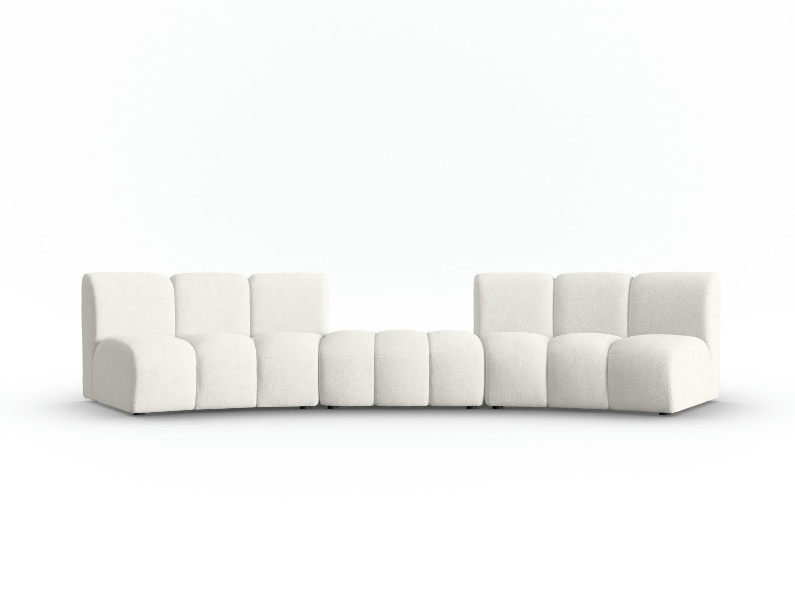 LUPINE - Canapé arrondi 5 places en tissu chenille blanc