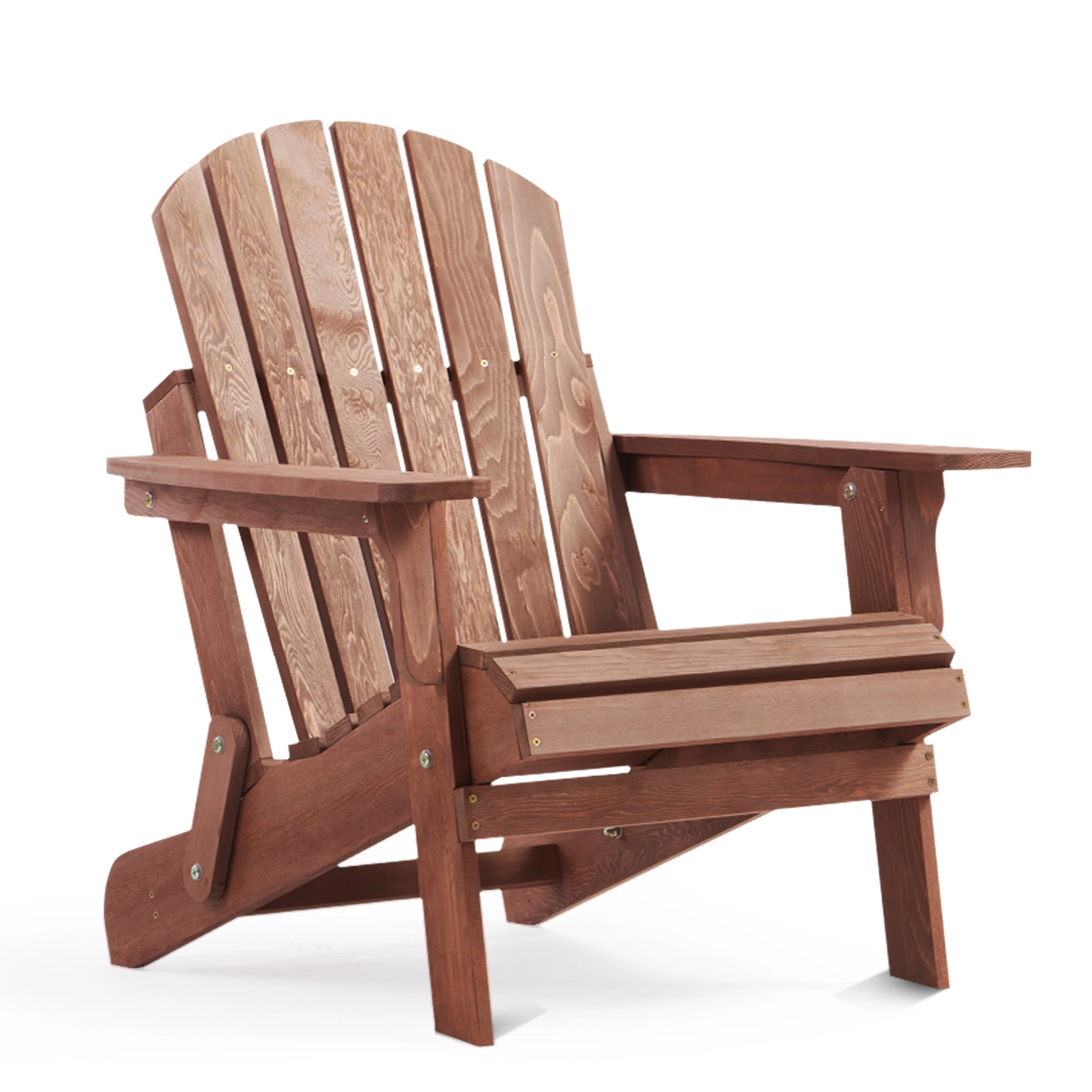Oversize Wooden Outdoor Folding Adirondack Chair With Pre-Assembled Backrest & Seatboard
