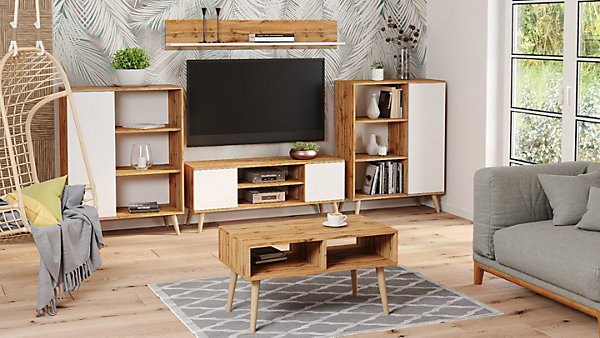 Armoire Fondi chêne artisanat or - blanc, scandinave