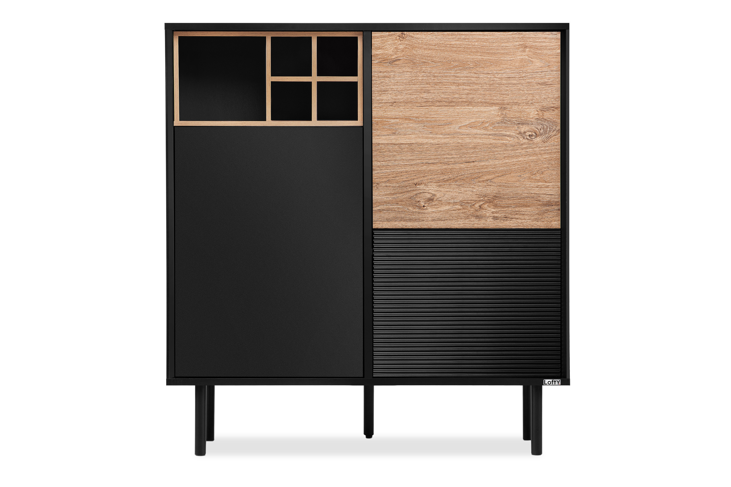 KONSIMO LOFTY Industrialna komoda 100 cm z dębową wstawką